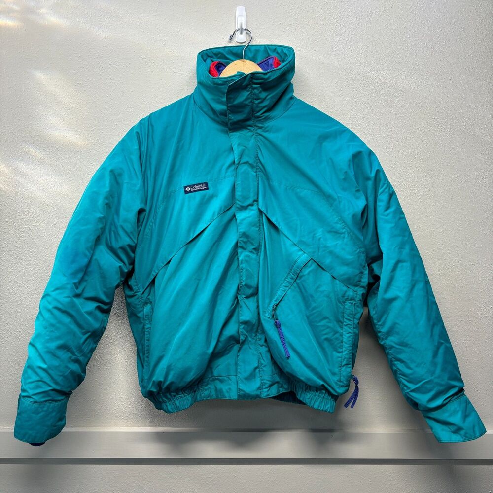 Vtg 90s Columbia Men's Teal Whirlbird 2 Piece Puffer Down Ski Jacket sz M Coat